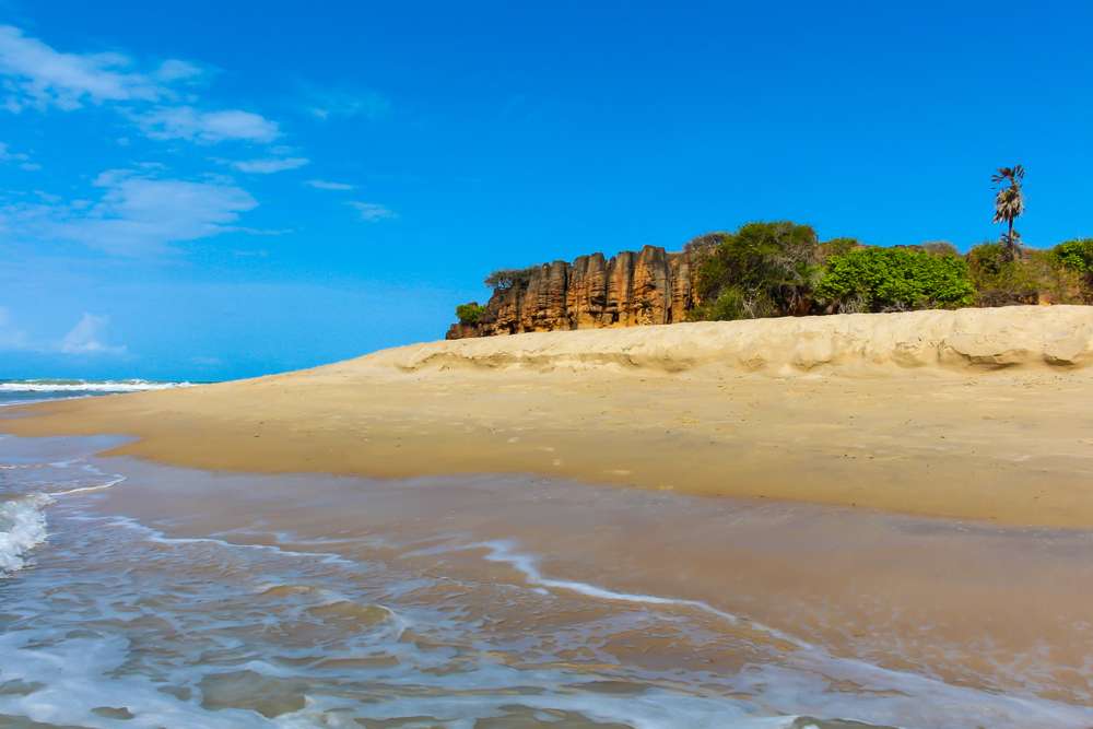 Vista da praia de Tourinhos, a praia mais famosa de São Miguel do Gostoso, Brasil.