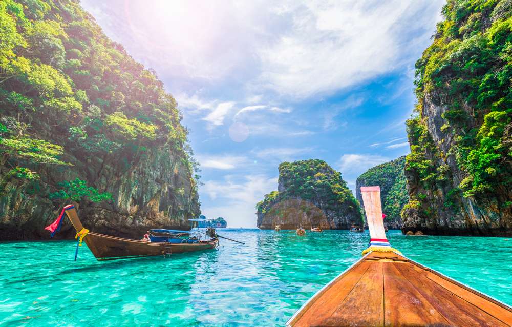 Loh Samah de Vista da Baya, Phi Phi de Ila, Tailandia.