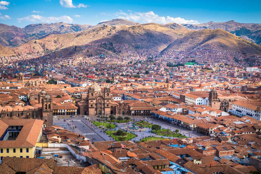 Vista panorâmica do centro histórico de Cusco, Peru.